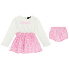 Baby Girls Ivory & Pink Logo Dress Set, 1, hi-res