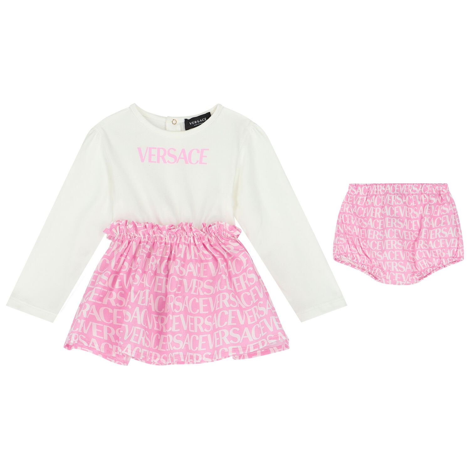 Baby Girls Ivory & Pink Logo Dress Set, 1, hi-res