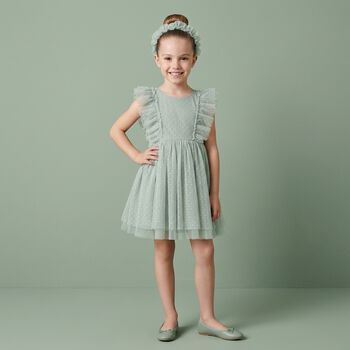 Younger Girls Green Tulle Dress Set