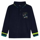 Boys Navy Abstract Polo Shirt, 1, hi-res
