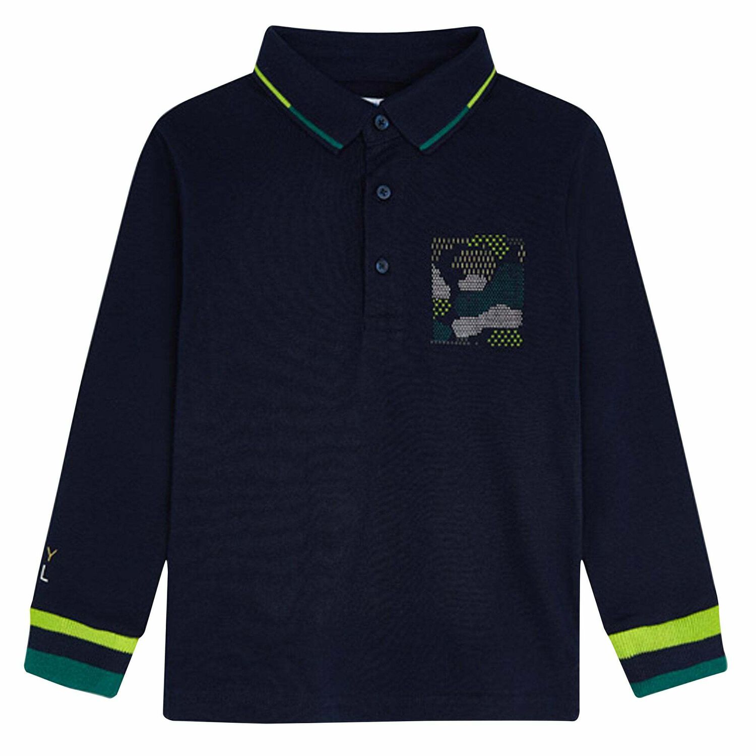 Boys Navy Abstract Polo Shirt, 1, hi-res