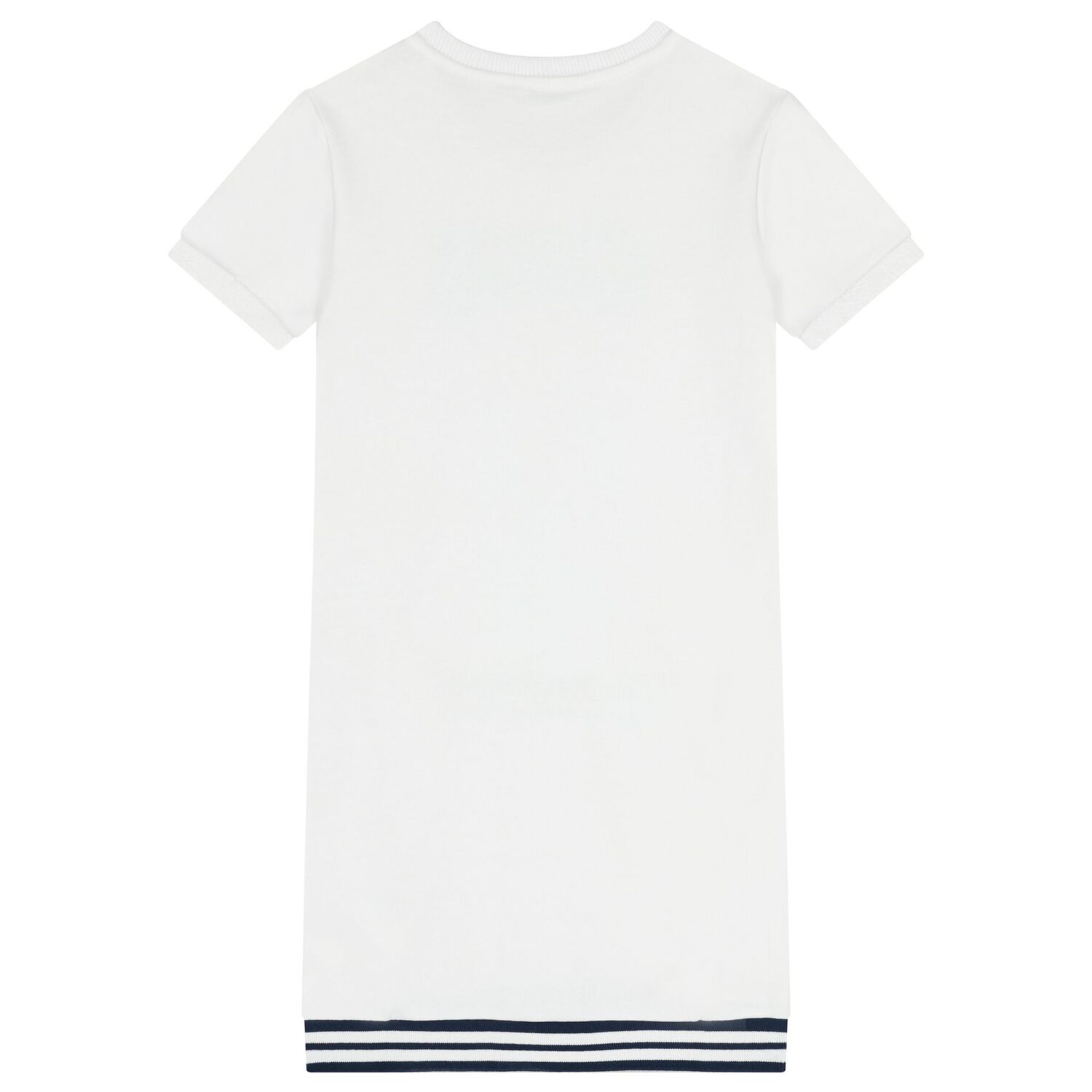 Girls White Teddy Bear Logo Dress, 1, hi-res