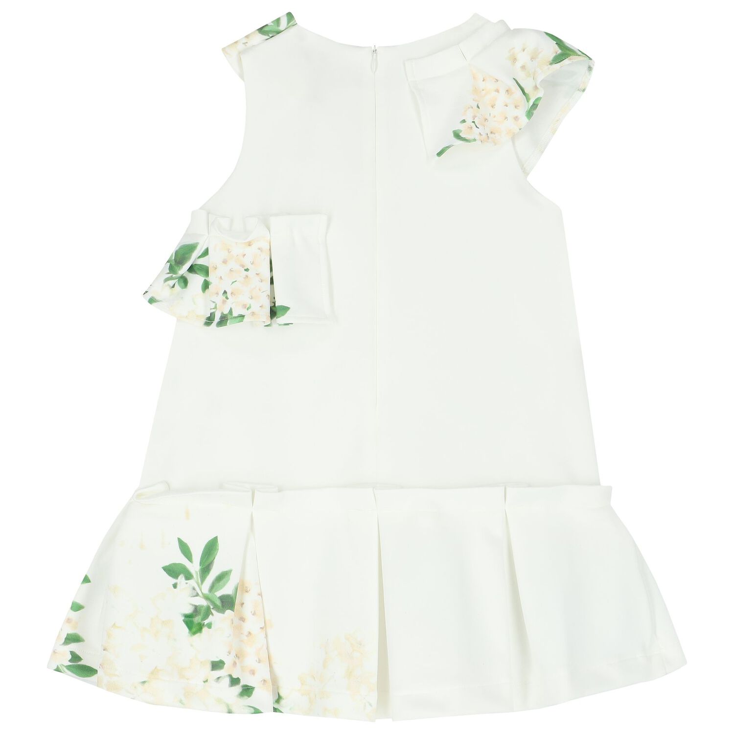 Girls Ivory & Green Floral Dress, 1, hi-res image number null