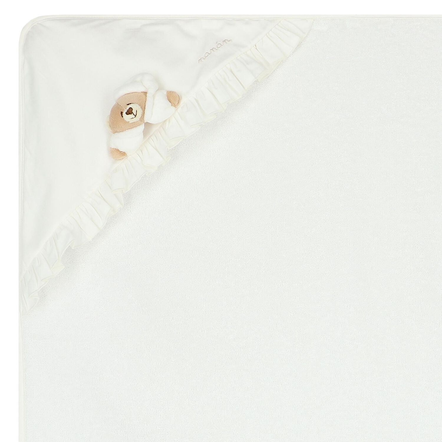 White Teddy Bear Hooded Baby Towel, 1, hi-res image number null