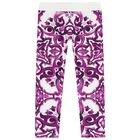 Girls White & Purple Majolica Leggings, 2, hi-res