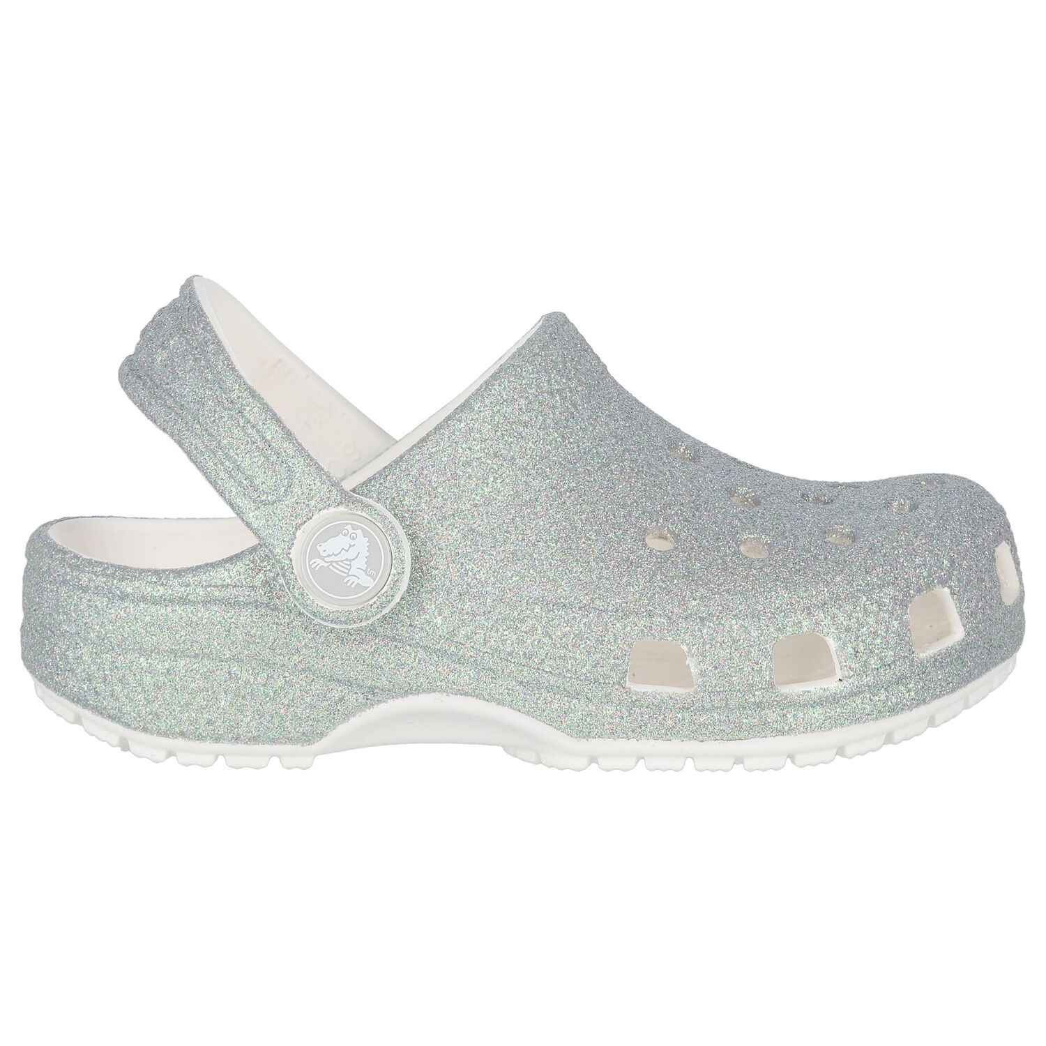 Girls Silver Iridescent Glitter Classic Clogs Sandals, 1, hi-res image number null