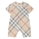 Beige Check Romper Gift Set, 1, hi-res