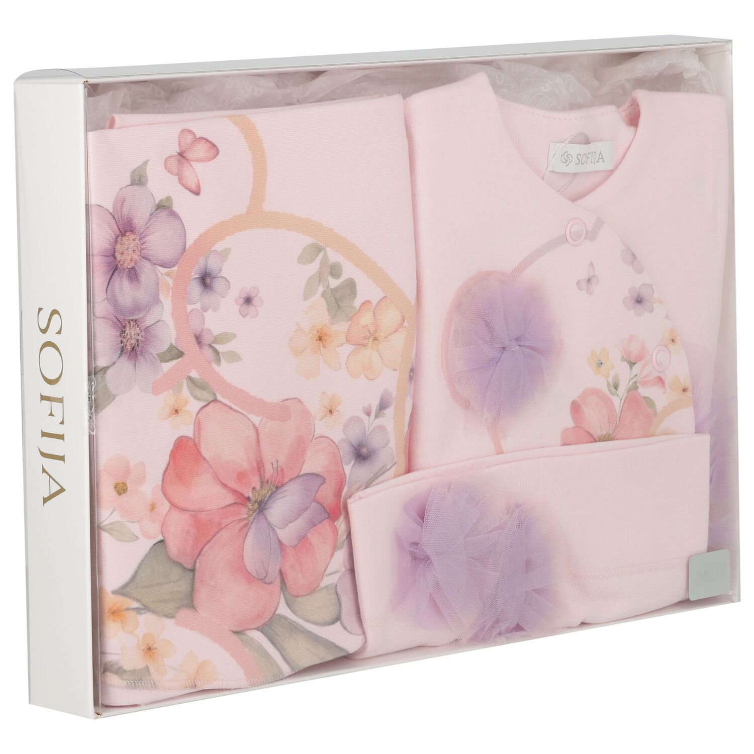 Baby Girls Pink Floral Babygrow Gift Set, 1, hi-res