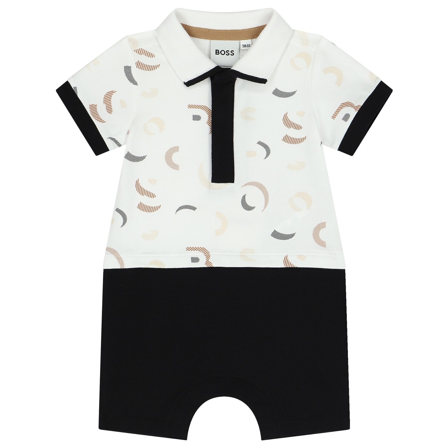 Baby Boys White & Black Logo Polo Romper, 1, hi-res image number null
