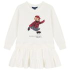 Girls Ivory Polo Bear Sweatshirt Dress, 1, hi-res