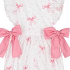 Girls White & Pink Bow Playsuit, 1, hi-res