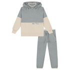 Girls Grey & Beige Tracksuit, 1, hi-res