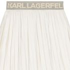 Girls Ivory Logo Pleated Skirt, 1, hi-res