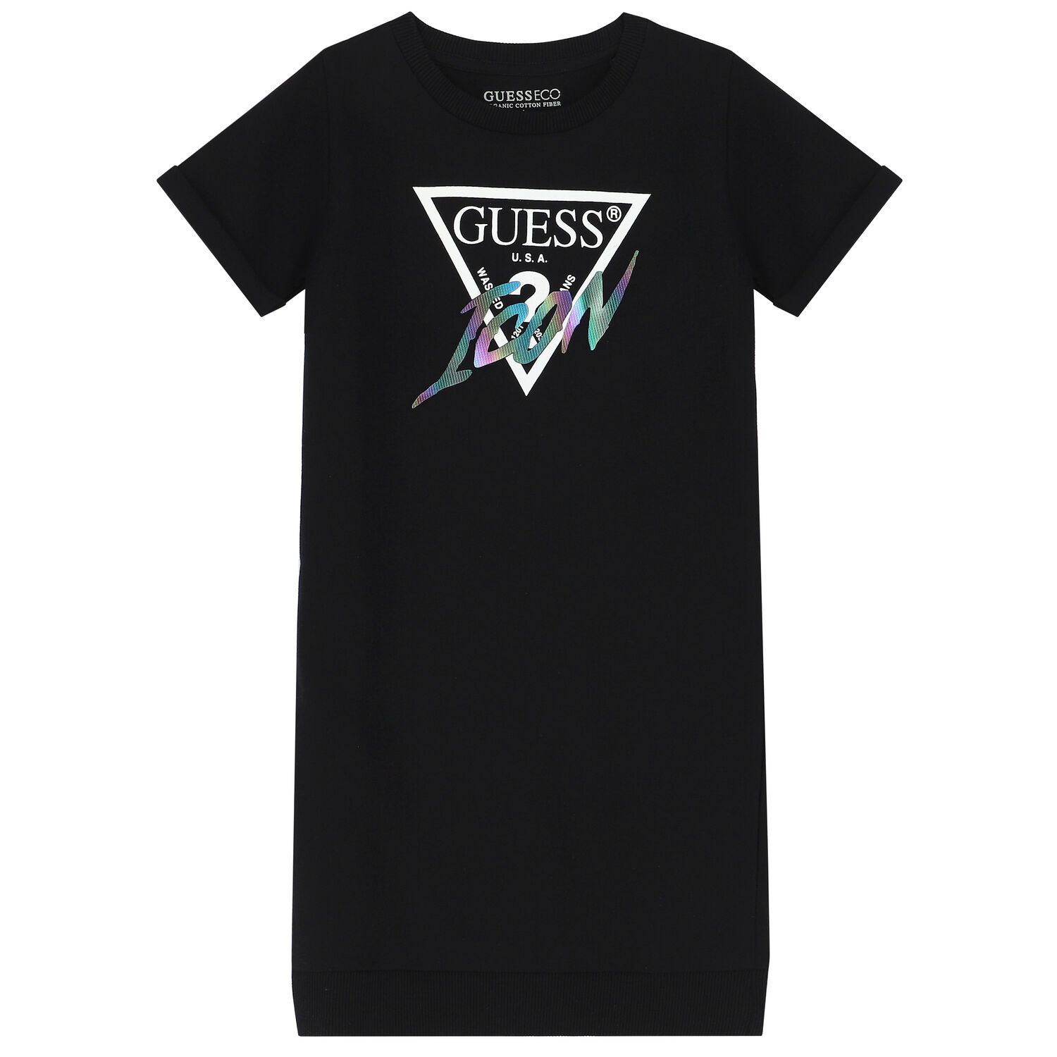 Girls Black Logo Dress, 1, hi-res