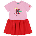 Girls Pink & Red Logo Dress, 1, hi-res