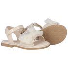 Girls Ivory Tulle Ruffle Sandals, 2, hi-res