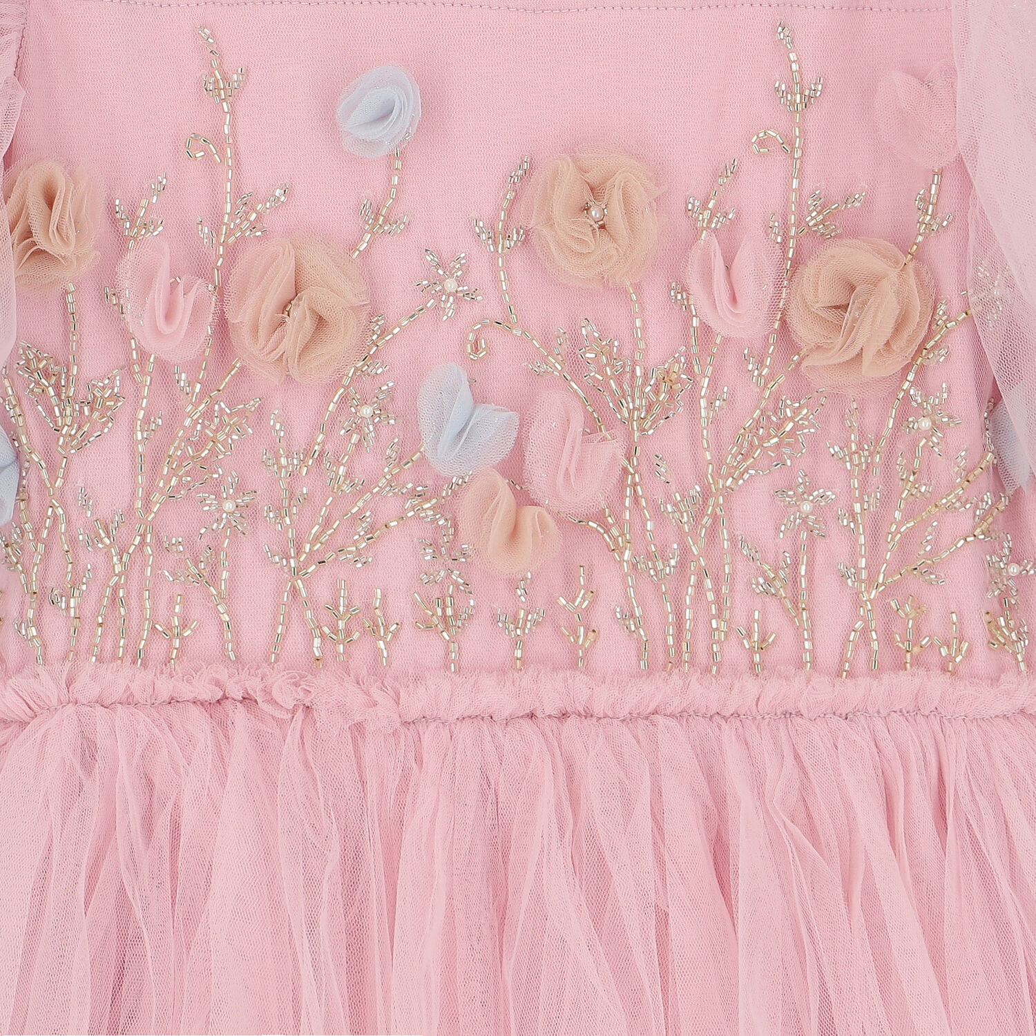 Girls Pink Embellished Tulle Dress, 1, hi-res