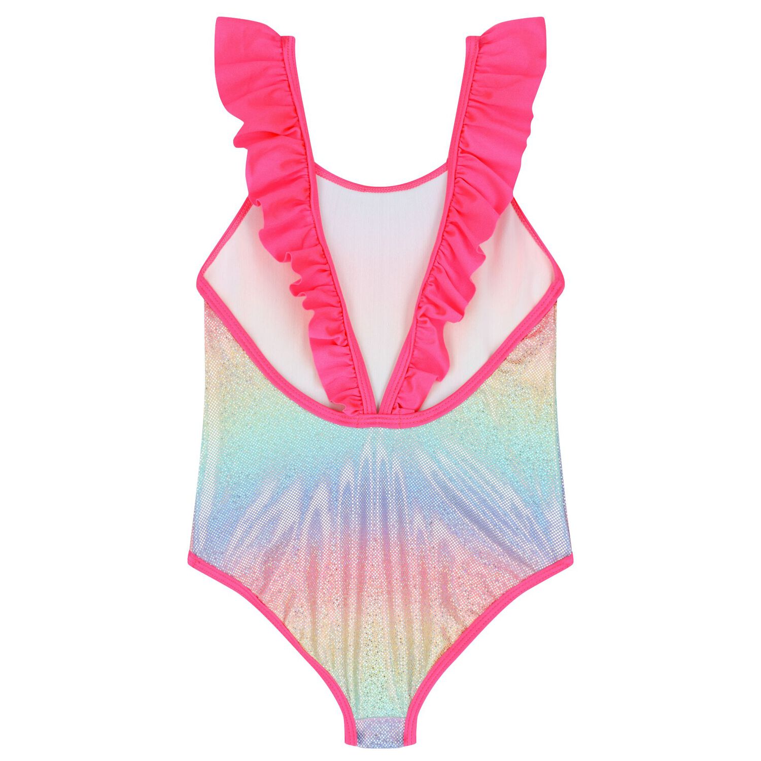 Girls Pink Ruffled Swimsuit, 1, hi-res