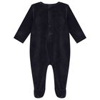 Baby Boys Navy Blue Festive Teddy Bear Babygrow, 2, hi-res
