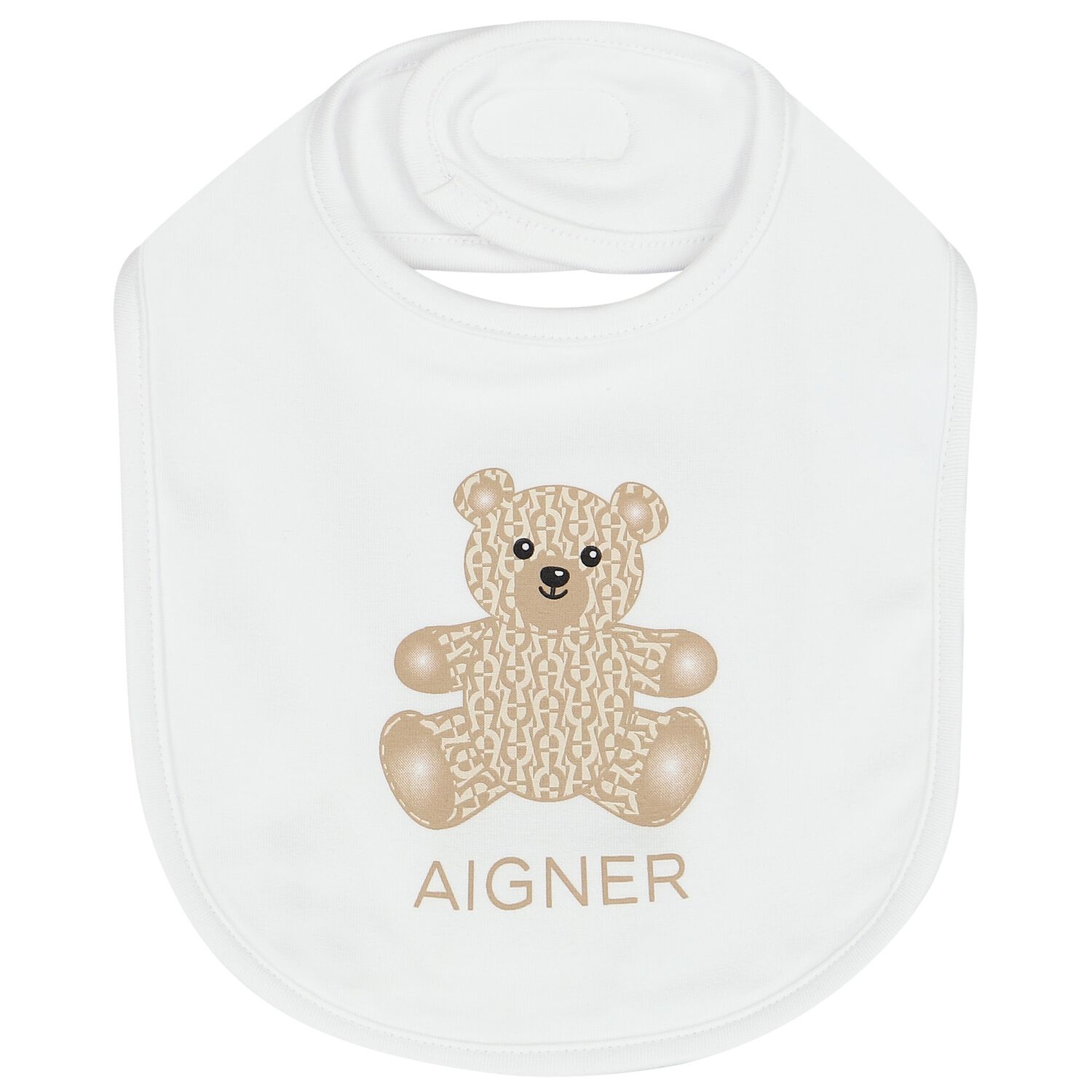 White Teddy Bear Logo Baby Bib, 1, hi-res image number null