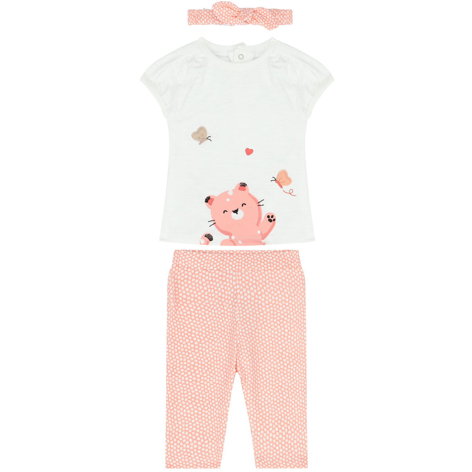 Baby Girls White & Orange Leggings Set, 1, hi-res