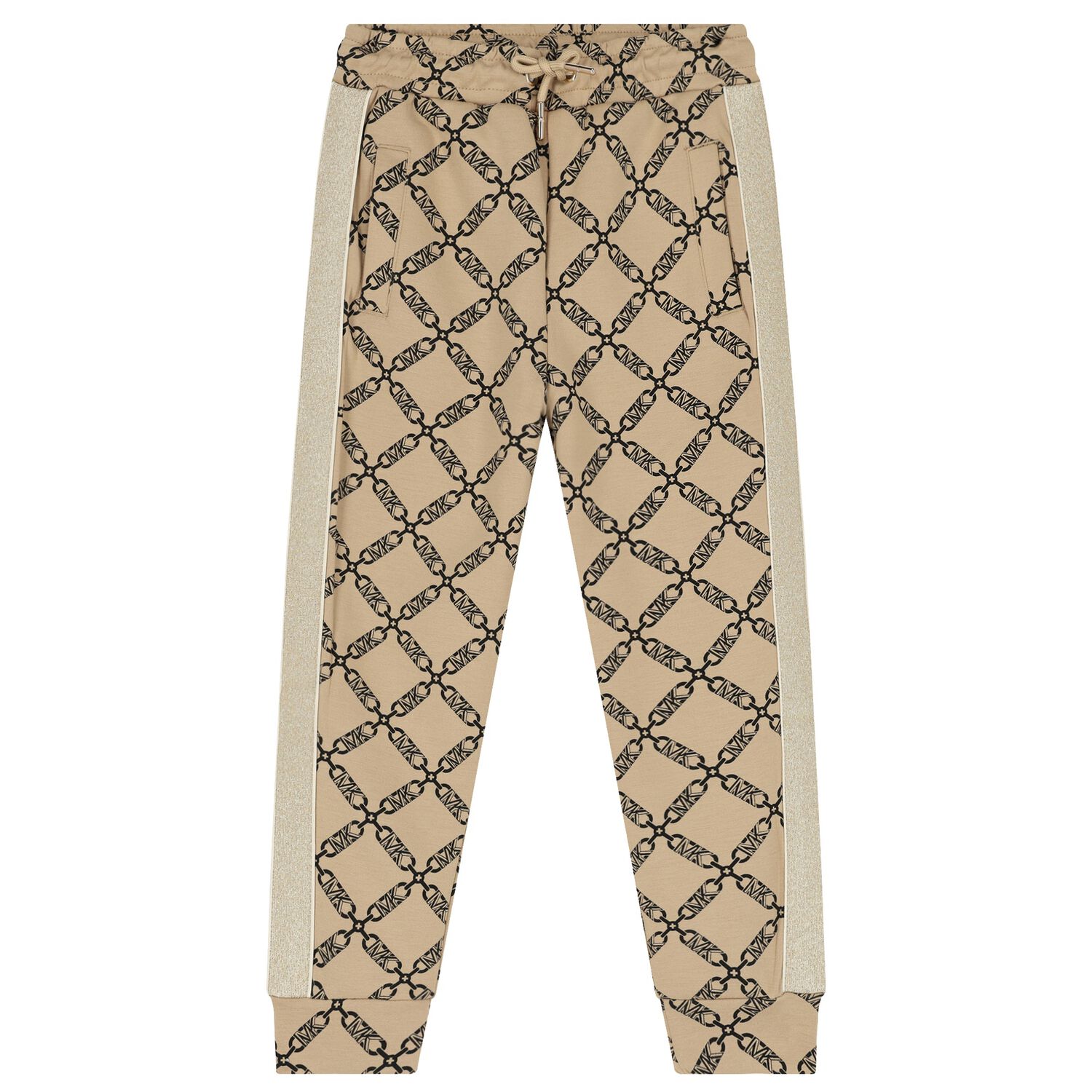 Girls Beige Logo Joggers, 1, hi-res image number null