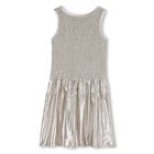 Girls Metallic Gold Logo Ruched Dress, 1, hi-res