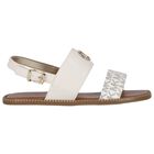 Girls Ivory & Beige Logo Sandals, 1, hi-res