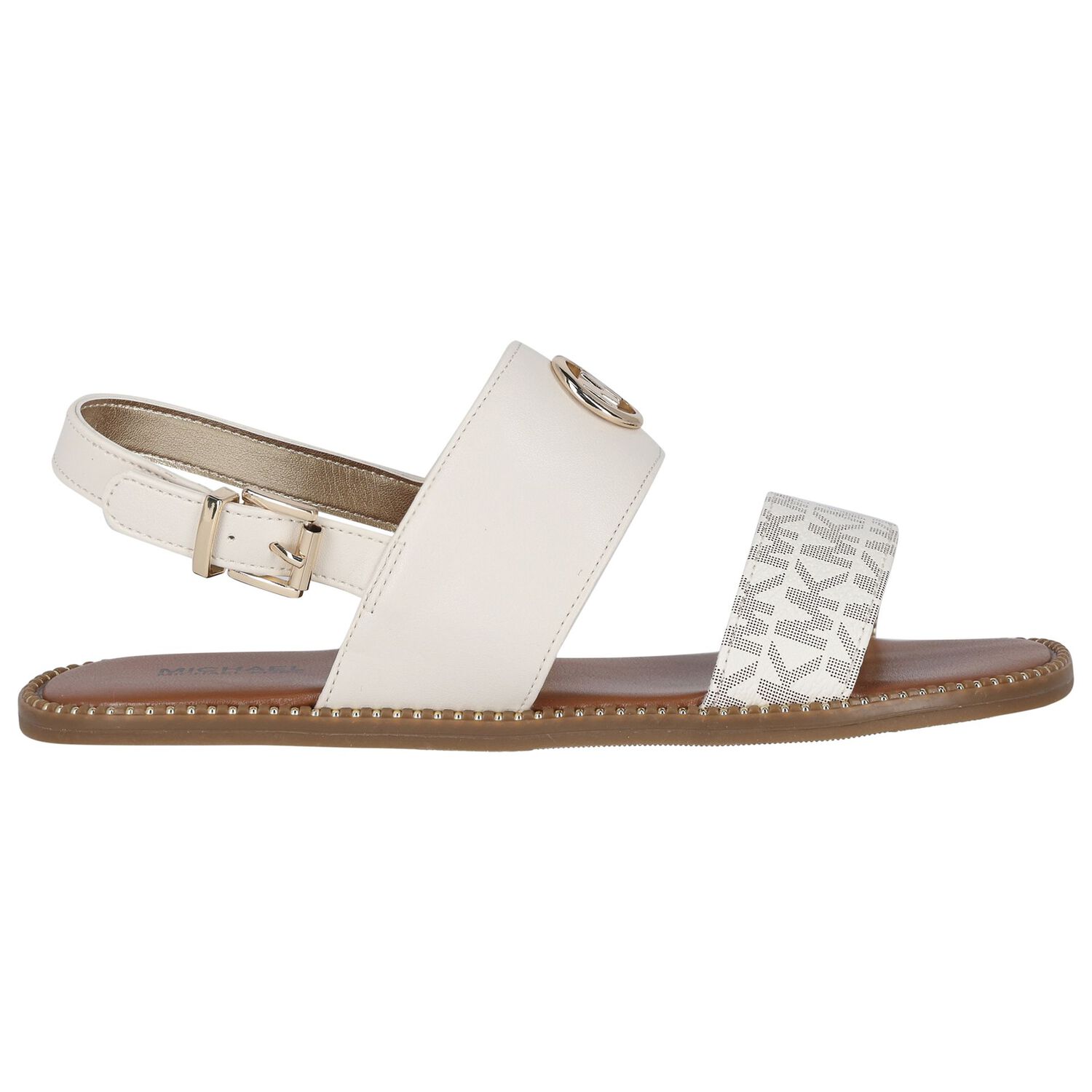 Girls Ivory & Beige Logo Sandals, 1, hi-res image number null
