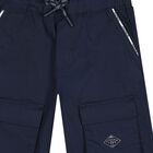 Boys Navy Blue Logo Shorts, 1, hi-res