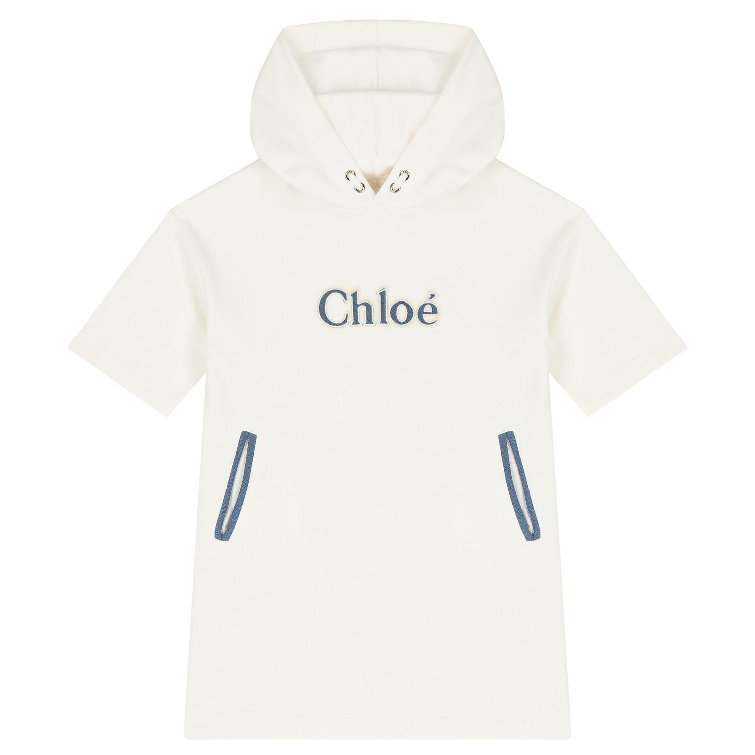 Girls Ivory Logo Hooded Dress, 1, hi-res image number null