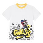 Younger Boys White & Yellow Logo Shorts Set, 1, hi-res