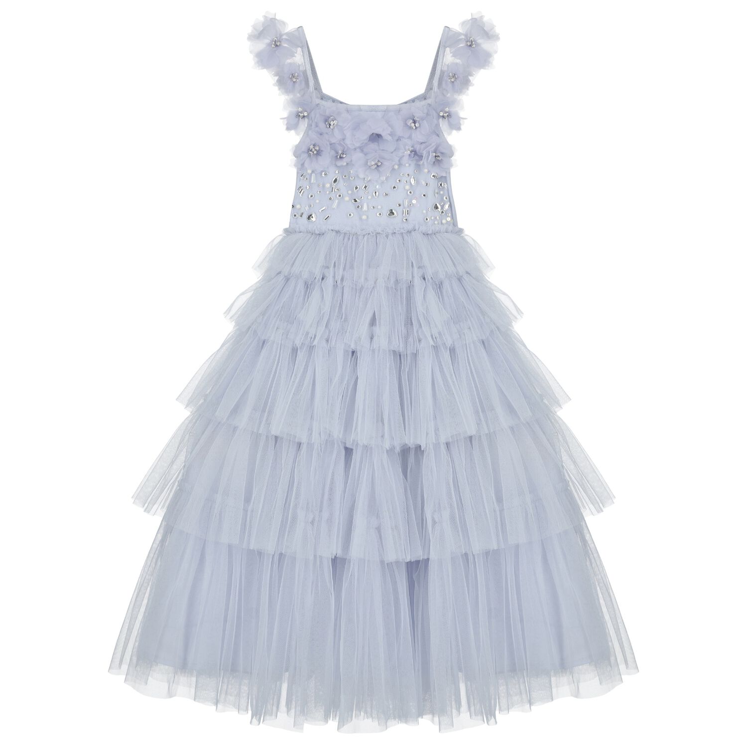 Girls Blue Sequin Tulle Dress, 1, hi-res image number null