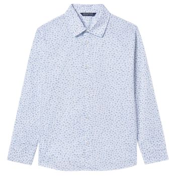 Boys White & Blue Long Sleeve Shirt