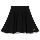 Girls Black Logo Skirt, 1, hi-res