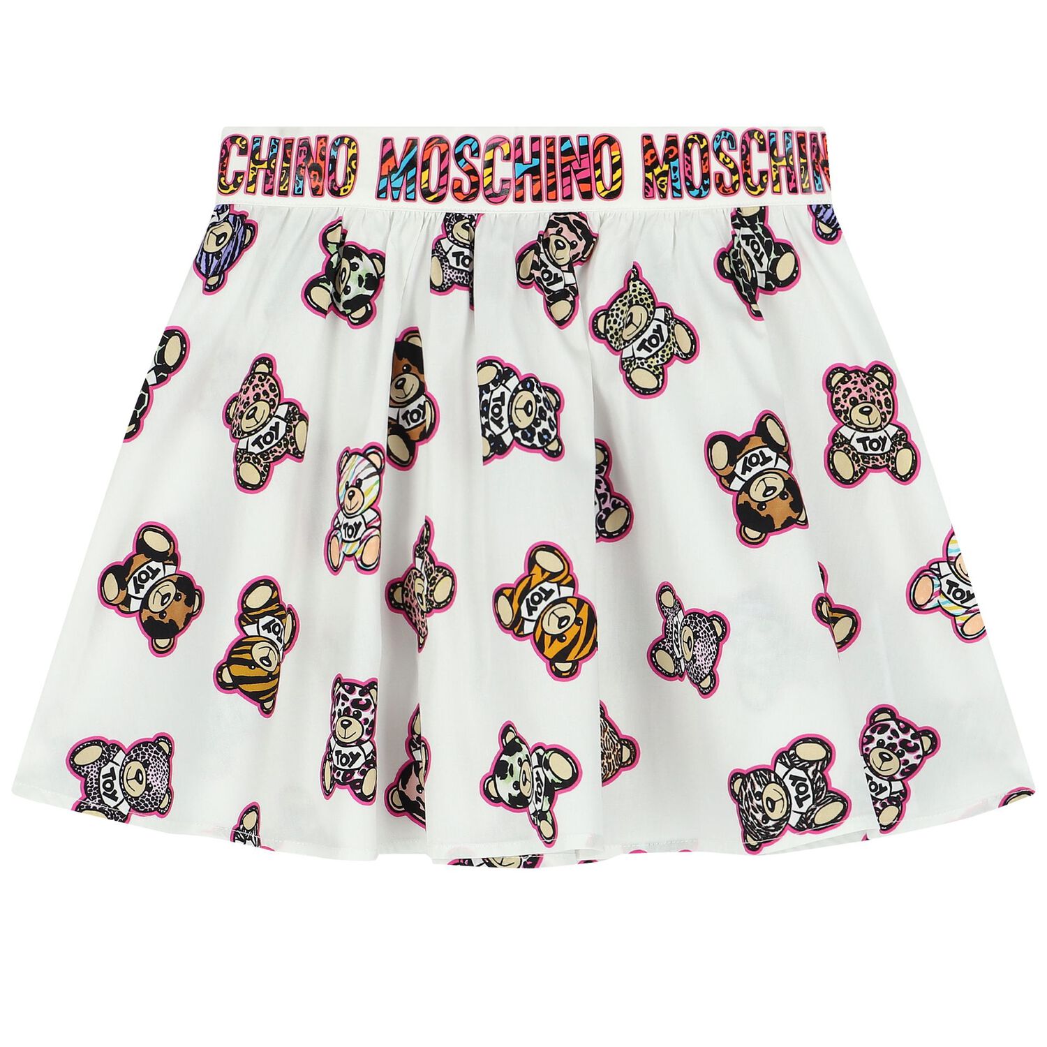 Girls White & Pink Teddy Bear Logo Skirt Set, 1, hi-res image number null