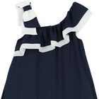 Girls Navy Blue & White Chiffon Dress, 1, hi-res