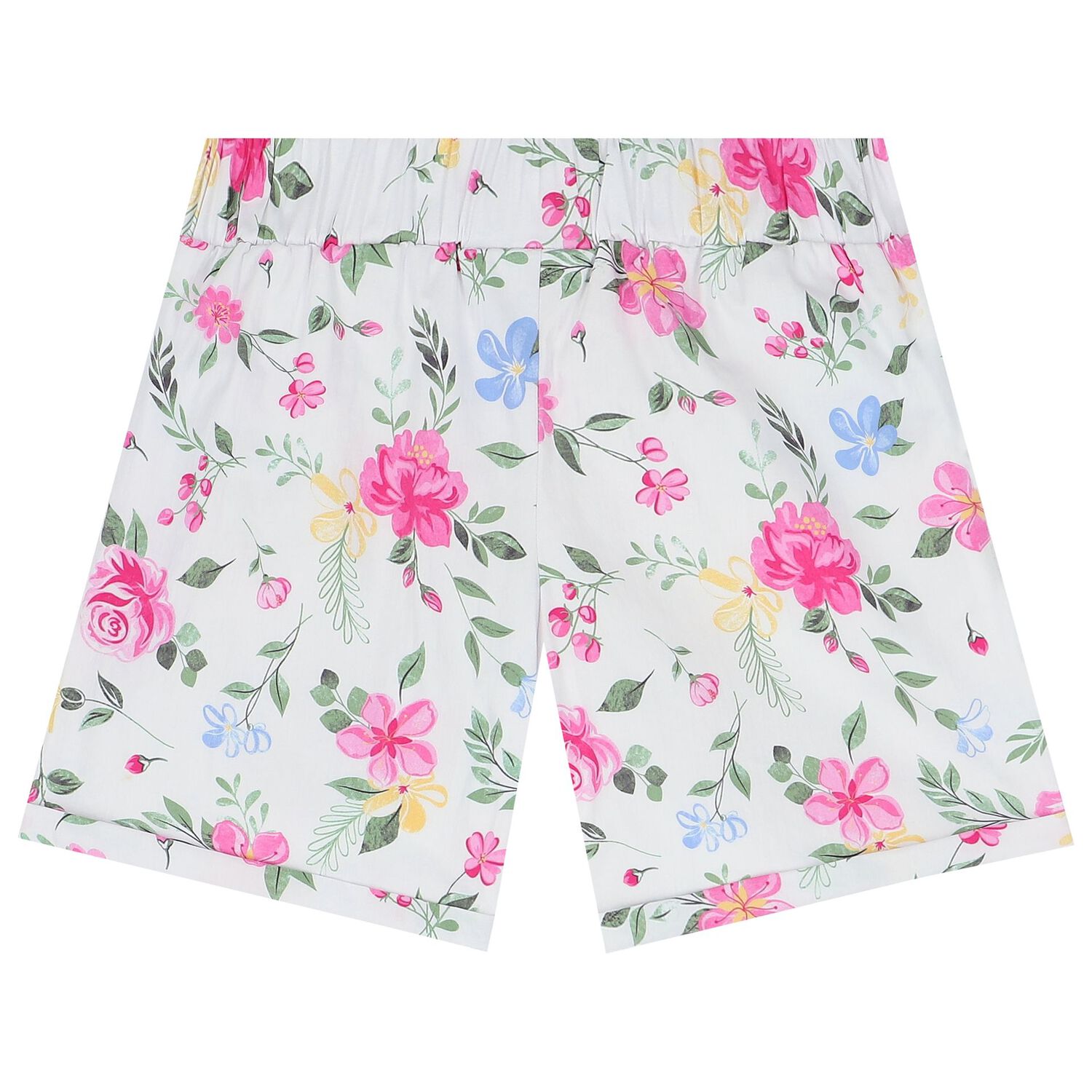 Girls White Floral Shorts Set, 1, hi-res image number null