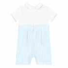 Baby Boys White & Blue Romper, 1, hi-res