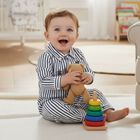 Baby Boys White & Blue Polo Bear Striped Romper, 1, hi-res