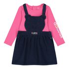Baby Girls Pink & Blue Dungaree Set, 1, hi-res