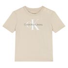 Beige Cotton Logo T-Shirt, 7, hi-res