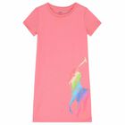 Girls Pink Logo Dress, 1, hi-res