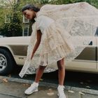 Girls Ivory & Beige Sequin Tulle Dress, 1, hi-res