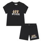 Younger Black Teddy Bear Shorts Set, 2, hi-res