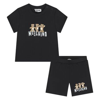 Younger Black Teddy Bear Shorts Set