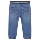Younger Boys Blue Denim Joggers, 1, hi-res