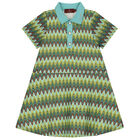 Girls Green Crochet Lace Dress, 1, hi-res