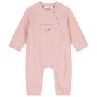 Baby Girls Pink Balloon Motif Ribbed Romper, 2, hi-res