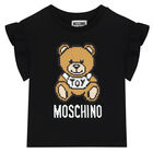 Girls Black Teddy Logo T-Shirt, 1, hi-res